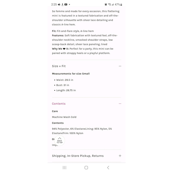 New Free People Brooklyn Lace Trim A-Line Fit & Flare Mini Dress Blue Small - Picture 5 of 6